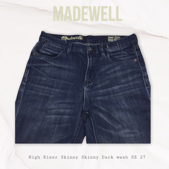 MADEWELL| High Riser Skinny Skinny Dark wash SZ 27 - Picture 4 of 9